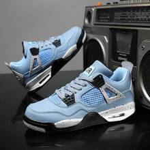 Mens UNC Colorway Breathable Mesh Street Sneakers, Air Cushion Midsole, Non-Slip Rubber Outsole Unisex Daily Sport Sneakers - 大學藍 - 查看 5