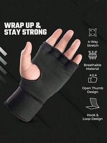 Long Boxing Bandages, Unisex, With Thick Elastic Lining To Protect Hands, Suitable For Muay Thai, MMA, Kickboxing, Martial Arts And Boxing Training - Multicolor - View 9