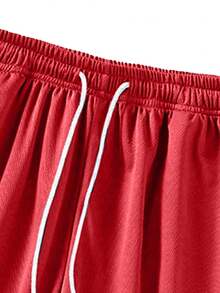 Plus Size Men's Drawstring Waist Outdoor Sports Loose Fashion Basketball Shorts - Red - View 4
