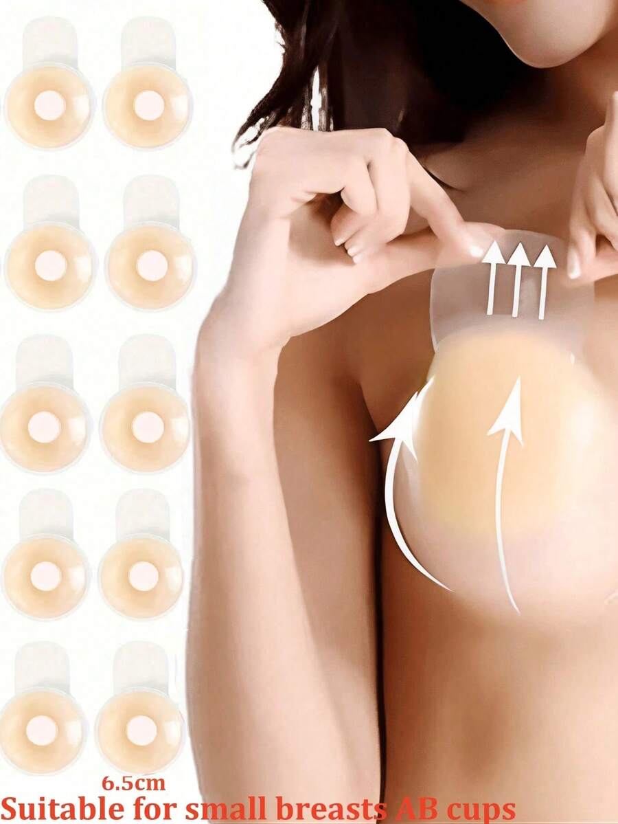 2pcs Invisible Bra Accessory Set With Breast Lift Pads - Lifts Breasts, Suitable For Strapless Dresses, Women's Lingerie And Underwear Accessories - Beige - View 1