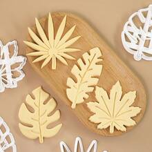MIANXIAOXIN 4pcs Leaf Cookie Cutter Set, Maple Leaf Clay Mold, Tropical Eucalyptus Leaf Baking Tool, Clover Party Decoration - Multicolor - View 3