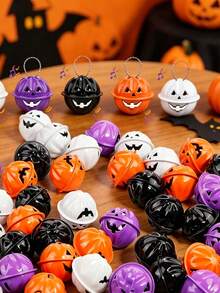 6pcs/1pc Colorful Halloween Pumpkin Decorative Bells, Suitable For Halloween Party Home Decor, Horror Theme Party Decoration, Halloween Trick Or Treat Prizes, Haunted House Decoration, Vintage Style Party Favors - One Size Fits All - View 1