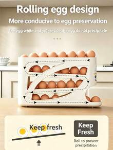 1pc/2pcs/3pcs Refrigerator Egg Rack, Automatic Rolling Egg Dispenser For Fridge, Countertop, Kitchen - Space-Saving Egg Roller/Organizer/Storage/Container/Tray - Holds 25-28 Large Eggs - Multicolor - View 6