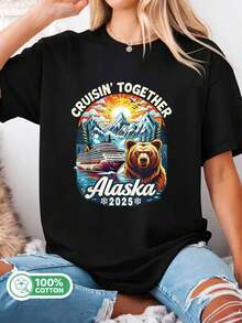 Cruisin' Together Alaska 2025 Kreuzfahrt T-Shirt - Schwarz - Übersicht 1