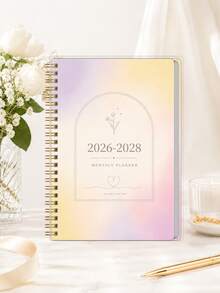 中性週/月計畫筆記本，2026-2028學年月計畫，附筆記功能，辦公與返校用品，成人禮物，教師禮物 - 彩色 - 查看 4