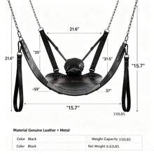 Heavy-Duty Hanging Swing, Upgraded Leather Hanging Swing Chair, Thickened Load-Bearing Chain, Adjustable Straps, Household Indoor Posture Auxiliary Hanging Chair - Black - View 5