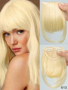 Synthetic Mixed Blonde Ponytail Extension With Sideburns & Thick Bangs, Wedding Daily Fake Hair Bun For Women Girls Party Cosplay Accessories - Multicolor - View 24