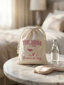 12pcs Bridal Club Bachelorette Party Drawstring Bags, Cocktail Glass Print Natural Linen Gift Bags, Reusable Bridesmaid Gift Bags, Suitable For Bridal Shower, Bridesmaid Gifts And Bachelorette Party Supplies - View 5