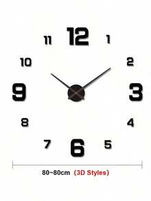 1pc Nordic Style Silent Creative Self-Adhesive Wall Clock, 40cm/50cm/80cm/100cm, DIY Acrylic Digital Wall Sticker Decor, Luminous Function, Perfect Valentine's Day Gift, Battery Powered (AA Not Included), Suitable For Living Room, Bedroom, Kitchen - Multicolor - View 12