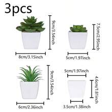 3件套仿真多肉植物迷你盆栽套装，绿色和粉色仿真微型植物，适用于花园、书桌、房间、窗台、办公室装饰、婚礼布置、家居装饰 - 彩色 - 查看 16