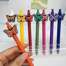5/10pcs Creative Minimalist Colorful Butterfly Shaped Retractable Ballpoint Pens, Campus Design Butterfly Series Clickable Neutral Pens, Random Colors - Sets - View 7
