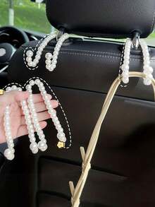 2pcs Car Seat Backrest Hooks, Car Interior Pearl Storage Hooks, Suitable For Rear Seats - A - View 4