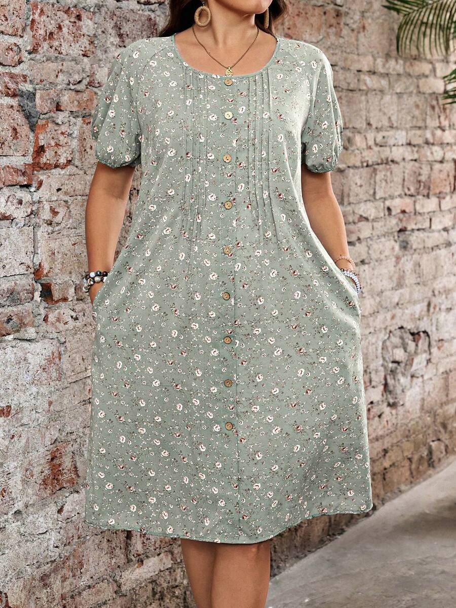 EMERY Vestido informal de talla de unicolor con botones delanteros, para el verano - Multicolor - Ver 1