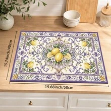 1pc Lemon Print Absorbent Drying Mat, Kitchen Decor Coffee Machine Mat, Laundry Room Accessory Handmade Coffee Pot Drip Tray, Kitchen Floor Mat, Table Mat, Kitchen Countertop Dish Drying Mat, Breakfast Mat, Heat-Resistant Drip Tray With Non-Slip Backing, Diatomaceous Earth Drip Tray, Stain-Hiding, Super Absorbent Kitchen Drip Tray, Easy-To-Clean Dish Rack Mat, Perfect For Kitchen, Dining Table, Coffee Shop, Bar, Holiday, Party, Home Decor, Holiday Gift - Multicolor - View 15