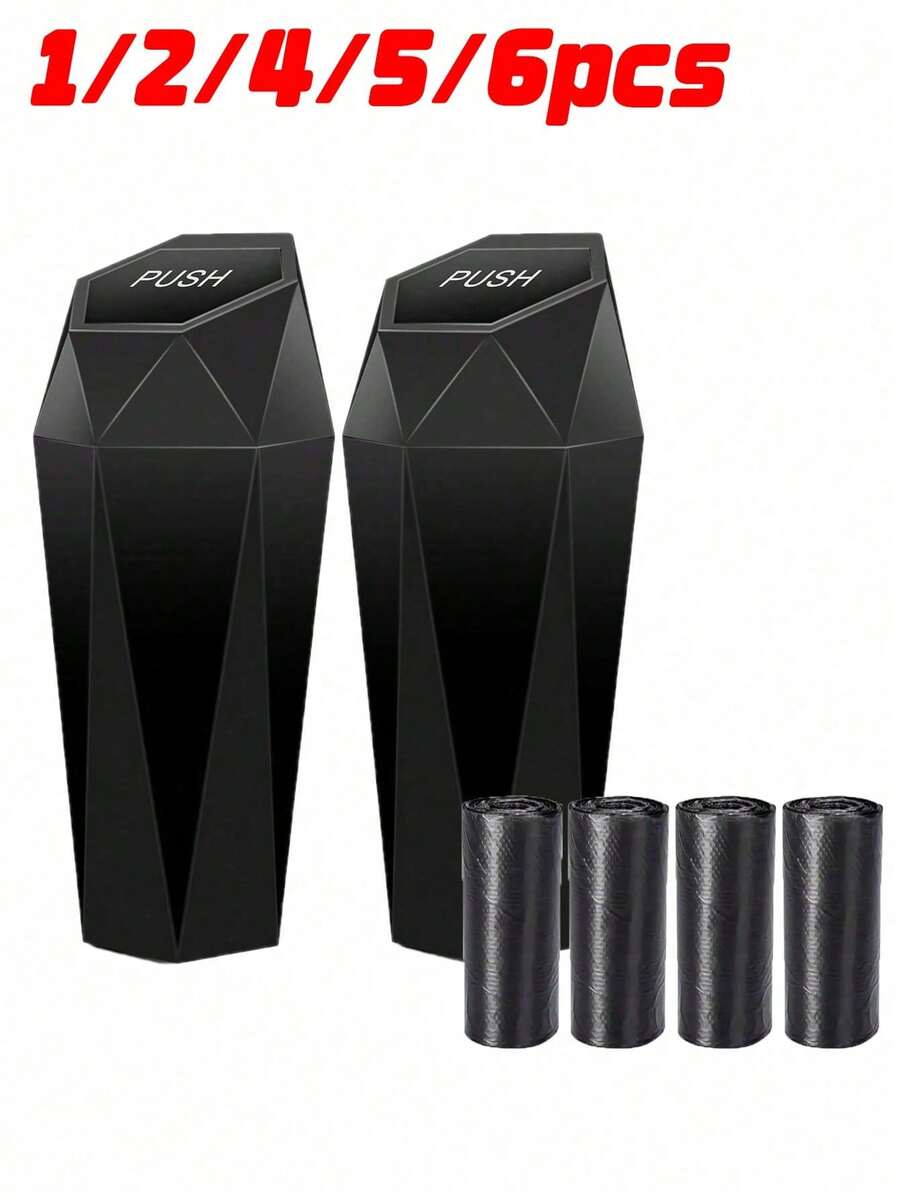 1/2/4/5/6pcs Car Trash Can With Lid - Universal Car Mini Leakproof Trash Can, Multifunctional Storage Solution, For Front And Rear Seats, Car Office Bedroom Home Accessories - Style a - View 1