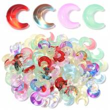 20pcs Transparent Crescent Moon Glass Beads DIY Handmade Jewelry Materials - Colorful Crescent Moon Shaped Glossy Loose Beads, Pastel And Vibrant Color Necklace Phone Charm Accessories Beads - Moon-shaped - View 5