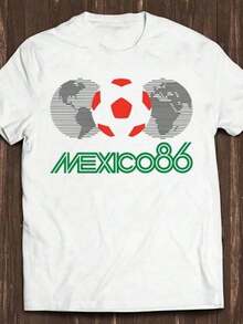 Camiseta retro de fútbol de los 80 con el logo de México 86, Maradona, regalo genial, C125. Camiseta Clásica de Algodón jpg220g - Unisex - La Camiseta que Siempre Necesitaste. Adecuada para - Negro - Ver 1