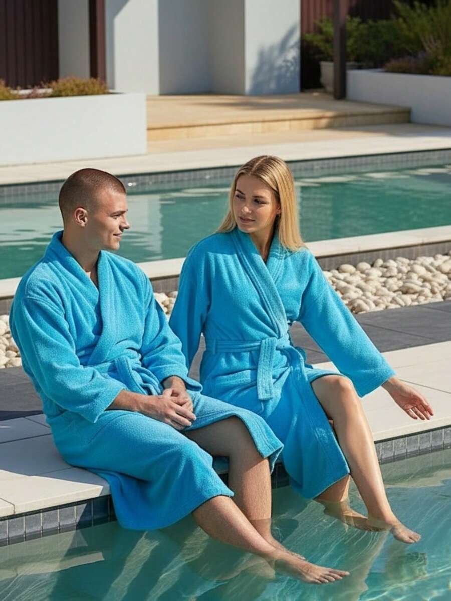 BATA DE BAÑO UNISEX AMPLIA Y LARGA EXCELENTE ABSORCIÓN TELA MICROTOALLA (ALGODÓN CON MICROFIBRA)