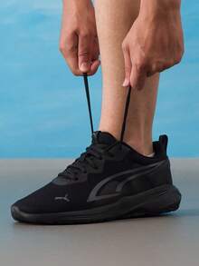 Puma 386269-01 透气网眼全天运动休闲运动鞋，男女休闲跑步运动鞋，户外旅行 - 黑色-黑灰 - 查看 1