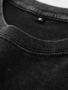 メンズ ストリートグラフィック Tシャツ、ストレッチ性あり スリムフィット ウォッシュブラック ラウンドネック 半袖 カジュアル デイリー Tシャツ - ブラック - チェックする 2