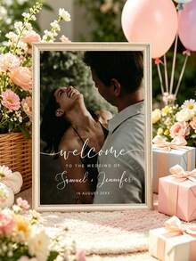 1pc Personalized Wedding Welcome Sign, Customized Photo & Name, Wedding Entrance Board, Reception Party Sign, Bridal Gift, Personalized Name & Date, Wedding Entrance Decor, Romantic Wedding Board, Reception Ceremony Sign, Suitable For Bride & Groom, Frameless - Multicolor - View 5
