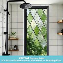 1 pieza Película de ventana de privacidad esmerilada con patrón de hoja de vidrio verde en forma de diamante, adhesivo electrostático de PVC reutilizable sin pegamento, adecuado para hogares, baños, dormitorios, oficinas, cafeterías y otros espacios - Pegatina de vidrio esmerilado - Ver 3