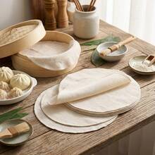 26CM Round Non-Stick Steamer Cloth, 10PCS Thick Durable Encrypted Cotton Steaming Mat, Reusable Kitchen Cooking Liner For Daily Food Steaming - View 5