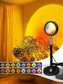Lampu Senja dengan Kontrol Jarak Jauh 16 Warna, Colokan USB, Lampu Malam Proyektor yang Dapat Diputar 180°, Lampu Suasana Estetis untuk Dekorasi Kamar Tidur & Latar Belakang Selfie, Remote Membutuhkan 2 Baterai AAA (Tidak Termasuk) - sambungan universal baja RGB - View 1