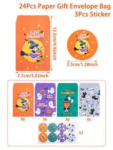 27pcs Halloween Gift Bags (With Stickers), Halloween Cash Envelopes, Halloween Pumpkin Ghost Witch Pattern, Halloween Gift Wrapping Bags, Candy Bags, Cookie Bags, Snack Bags, Halloween Gift Wrapping Supplies, Halloween Decorations, Trick Or Treat, Halloween Party Supplies, Happy Halloween Party Decorations, Tabletop Decorations, Halloween Gifts, Halloween Party Favor Bags - Cute Halloween Pumpkin - View 7