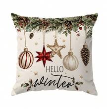4pcs/1pc Red And White Striped Merry Christmas Theme Pattern Pillowcase Without Insert, Single-Sided Printed Pillowcase, Suitable For Living Room Bedroom Home Decor, All Seasons Pillowcase - Multicolor - View 16