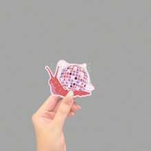 Adorable Disco Snail Sticker Featuring A Funky Pink Creature With A Mirror Ball Shell. This Vinyl Decal Is And Perfect For Adding A Groovy Aesthetic To Your Laptop, Water Bottle School Supplies - Star Film - View 2