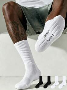 glestore Men's Solid-Color Black And White Socks, 10-Pack; Breathable American-Style Ankle Socks; Suitable For Everyday Wear And Sports; Couple's Set - Multicolor - View 2