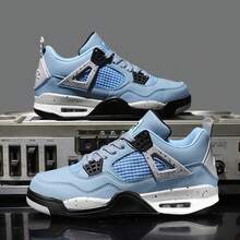 Mens UNC Colorway Breathable Mesh Street Sneakers, Air Cushion Midsole, Non-Slip Rubber Outsole Unisex Daily Sport Sneakers - 大學藍 - 查看 1