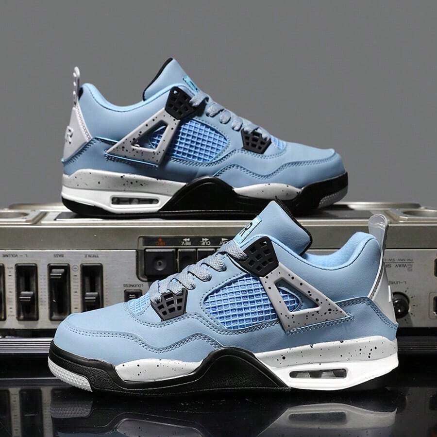 Mens UNC Colorway Breathable Mesh Street Sneakers, Air Cushion Midsole, Non-Slip Rubber Outsole Unisex Daily Sport Sneakers - 大學藍 - 查看 1
