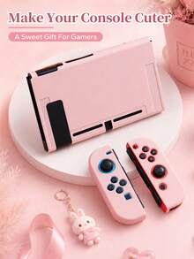 3合1可拆卸保護殼適用於Switch 2 2025/Switch OLED/Switch，可愛粉色軟殼保護殼3件組，防滑舒適握感，精準開孔，女孩遊戲主機裝飾保護殼，Switch遊戲配件，遊戲控制器配件，防摔防滑防刮，完美禮物 - 粉色 - 查看 12