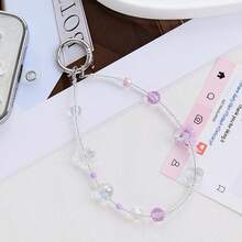 1pc Summer Dopamine Colorful Crystal Flower Beaded Phone Chain, Ins Style Anti-Lost Wrist Strap, Bag & Keyring Pendant, Comes With Spacer - Multicolor - View 8
