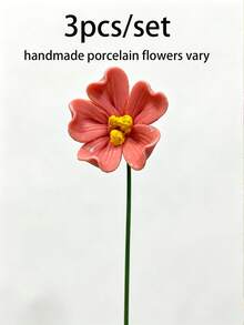 3 piezas/Set Flores de cerámica hechas a mano, artesanales, resistentes al frío y a la decoloración, perfectas para la decoración del hogar, adecuadas para uso interior y exterior, también un excelente regalo festivo - A - Ver 10