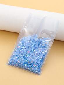 2MM-6MM 混尺寸 2000顆/包 圓形平底樹脂水鑽 果凍糖 AB色 亮面亮片 DIY 寶石水鑽裝飾，黏貼式珠飾，適用於衣服、包包、鞋子、馬克杯、瓶子、保溫杯、手機、DIY配件 - 淺寶藍56 - 查看 3