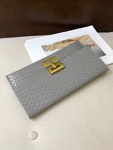 New Niche Design Fashion Crocodile Embossed Envelope Clutch Bag Vintage Women's Purse - Light Grey - View 5