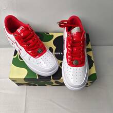 A BATHING APE Bape 休閒滑板鞋 拼色星星 Logo 亮面休閒鞋 白色紅色雙星 男女款鞋 - 白紅雙星 - 查看 7