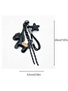 Yogodlns Anchor-Shaped Red Horseshoe Fashion Handmade Braided Rope Hanging Mini Golf Club Keychain, Couple Gift, Women Mom Valentine's Day Accessory - Black - View 4