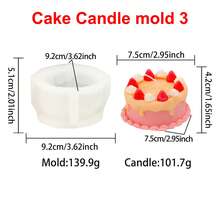 Zhonghui Mold 3D草莓蛋糕蠟燭矽膠模具，可愛甜點蛋糕香氛蠟燭模具，DIY大豆蠟蠟燭製作模具，樹脂肥皂石膏手工模具，適用生日、婚禮、家居裝飾禮物 - 蠟燭模具 - 查看 7