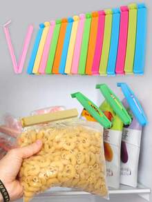 15/10/1pc Random Color Creative Candy Color Plastic Bag Sealing Clips, Fresh-Keeping Snack Food Clips, Tea Leaf Sealing Clips, Multi-Purpose - Multicolor - View 8