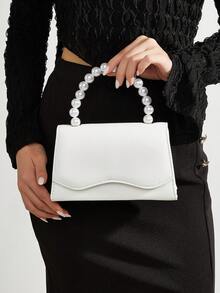 REMANLAND Elegant And Charming Pearl Clutch Bag, Exquisite And Luxurious, Flap Design, Can Be Used As Cocktail/Party Bag, Women's Evening Bag, Shoulder/Crossbody Bag, Equipped With Metal Chain, Suitable For Women To Attend Parties, Weddings, Evening Banquets, Banquets And Other Occasions, Ideal Choice For Party Girls And Women, Also The Best Gift For Women. - White - View 2