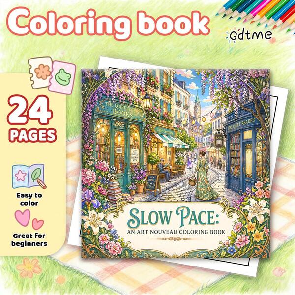 GDTME Vintage Streetscape Coloring Book: Bold-Easy Patterns Coloring Book For Adults And Children, Art Activity Colouring Book, Holiday Present For Halloween, Christmas And Various Party Gatherings, Suitable For Friends Who Love Coloring And Back To School