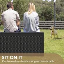 100 Gallon Waterproof Large Resin Deck Box Indoor Outdoor Lockable Storage Container For Patio Furniture Cushions Garden Tools (100 Gallon, Black) - Black - View 3