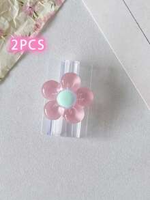 2 Transparent Flower Charger Protector Cases - Pink - View 9