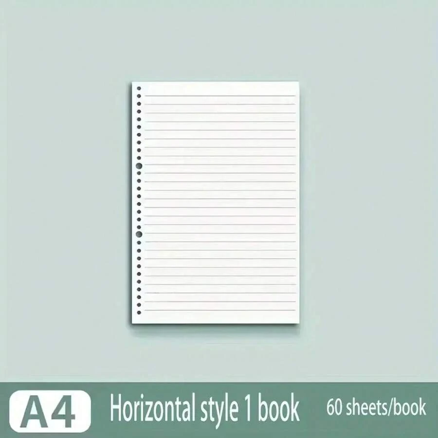 Office Notebook Paper Refills, 60 Sheets, A4/B5/A5 Size, Blank Grid, Dot Matrix, Ruled Writing Paper, Refill Pack For Office And Study. - Black - View 1