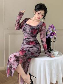 Women Midi Dresses - Red Violet - View 11