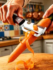 2pcs/1pc Multi-Function Heavy Duty Stainless Steel Vegetable Peeler And Slicer With Onion Cutter, Straight Blade Design, Ergonomic Non-Slip Handle Kitchen Tool, Suitable For Various Fruits And Vegetables, Multi-Purpose Peeling Tool - Multicolor - View 1